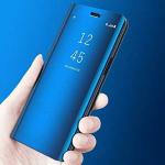 Lejaao Apple iPhone 7s Plus Luxury Mirror View Blue Plastic, Thermoplastic Polyurethane Flip Cover