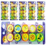 Festiko Pack of 12 Cute Emoji Rubber Seal Stamps for Kids Motivation and Reward, Emoji Stamps for Kids, Smiley Emoji Stamps Set for Kids Teachers