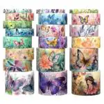 Hasthip 20 Rolls Washi Tape Set - Floral Butterfly Decorative Masking Tape, Adhesive Tape For Bullet Journal Supplies, Junk Journal, Diy Craft, Scrapbooking Supplies, Gift Wrapping, Party Decoration