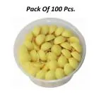Om Phool Batti Small Cow Ghee Diya for Puja, 100 Pcs, Wax Free & Vegan Ghee Batti/Wicks/Jyot for Puja Aarti, (Pack of 1, Yellow, 100 Pcs)