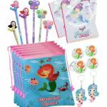 Le Delite Princess Mermaid Theme Favor Gift Bags 6 Pieces Haversack Dori Bags| 6 Pcs Of Combo