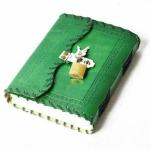 Hansa Handicrafts Leather Handmade Journal diary Green Colour 5x7 inch with locks and keys