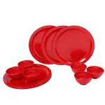 iVeo Pack of 12 Melamin Iveo Melamine Dinner Set, 12-Pieces, Red, Dinner Set (Red, Microwave Safe)