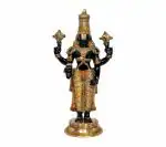 Idol Collections Multicolor Brass Tirupati Balaji Murti Idol, Gold Sitting Ganesh Spiritual Decorative Figurine For Home Décor Pooja Office Golden, 3.5 Inch
