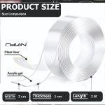 DHRUVINE Double Sided Tape with Cutter, 3 Meter Removable and Washable Grip Mounting Tape, for Home Office Car Decoration, Fixing Carpets