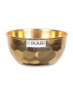 Ikari Gold Solid Brass Round Bowl With Hex Hammered Design - 160 Ml