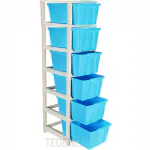 Tedemel Studio 6 Xl(Extra large), Modular Drawer, Virgin Plastic for Home, Office, Parlor, School, Doctor, Home and Kids, Product Dimension when assembeled (30cmx36cmx118 cm), Color: Blue