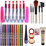 Prakritee Prakritee Lipstick with Dazzle Eyeliner Pencil with S Makeup Brush with foundation with compact Powder with 7eleven Eyeliner (Pack of 6)