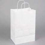 DCGPAC White Gusset Twist Handle Shopping Bags - 13.5in x 9.5in x 4.75in (Pack Of 25)