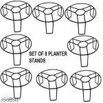 EPIC Round Gamla Stand Iron | Indoor, Outdoor Home, Garden, Balcony, Living Room Planter Stand, Flower Pot Stand, Plant Container Set | Pack of 8