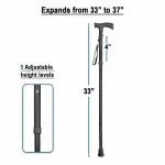 Pokory Foldable Walking Stick Folding Cane Aluminum body with Adjustable height 33 to 37 inches for Men Women Lightweight Anti Shock Rubber Base for Walking Treking Hiking Traveling Pilgrimage Silver