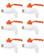 Sellzy PVC Plastic Bib Tap for Bathroom, Kitchen, Toilet, Garden Bib Tap Faucet - White, 6 Pieces