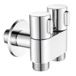 RESPITE Brass 2-in-1 Angle Valve | 2 Way Angle Cock with Wall Flange Chrome Finish For Bathroom, Toilet, Wash Basin