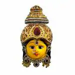 pujaNpujari Stone Varalakshmi Devi Face with red Stones Statue for Pooja (Multicolour, 8 Inches)