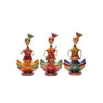 Mahaveer Art Industries Iron Handpainted Designer wall hanging with 5 musician dolls set of 5 in one frame Multicolor