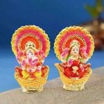 pujaNPujari Clay Laxmi Ganesh Ji Golu Dolls for Diwali Puja Eco Friendly Pair for Home Office Diwali Puja Religious God Handmade Golu Dolls Colorful Mitti Clay Sculpture Statue