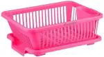 Floraware Unbreakable Kitchen Sink Dish Driying Corner, Dish Drainer and Drying Rack for Kitchen (Dark Pink)