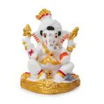 Caristo Lord Ganesh Statue | Ganesha Idol | Ganpati Vinayaka Murti (ST-9) White Resin Statue for Home Décor | Car Dashboard | Mandir Pooja Murti | Temple Puja | Office Table Showpiece