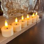 LTETTES Real Wax CR2032 Coin Battery Operated LED Faux Wick LED Tea Light Candles With Remote For Home Decorations, Festivals - Pack Of 6