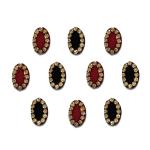 Comet Busters Black and Maroon Velvet Oval Bindi With Golden Stone Border (10mm) (BIN1993) Pack of 1