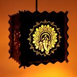 VAH- Kya Bat Hai !! Wooden Ganesha Lamp Wall Art Décor, Wall Hanging Lamp for Living Room , Bedroom, Home Décor , Office décor (Black)