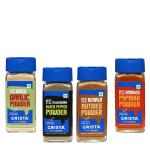 CRISTA Kitchen Ground Spices (Masala) Basics Combo Pack - 3| Nutmeg Powder x 1, 50 gms| Garlic Powder x 1, 40 gms| Paprika Powder x 1, 45 gms| Black Pepper Powder x 1, 50 gms| Pack of 4