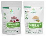 NISARG ORGANIC FARM Combo of Onion and Ginger Powder I Pure Natural I 100% Vegan, Gluten Free I Traditional Method Made I Everyday Use I Good for Cooking, Health Benefits, & Hair Growth - 100g x 2 Pack