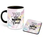 Whats Your Kick Friend Design You are the Best Friend Printed Black Ceramic Coffee Mug with Coaster and Tea Mug 325ml