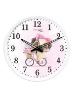 Random 12- inch Baby Dog Running Cycle Round Shaped Wall Clock With Glass (Quartz Movement, White Frame)