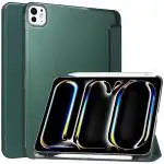 ProElite Case Cover for Apple iPad Pro 11 M4 2024 cover, Smart Translucent & Hard Back Case for Apple iPad Pro 11 inch M4 2024 with Pencil Holder [Support Auto Sleep/Wake ], Dark Green