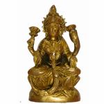 Kalarambh Brass Laxmi Sitting Mid God Idol For Home Handicraft Art -1.8 x 1.2 x 3 Inch (L x W x H)