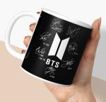 NH10 DESIGNS BTS Printed Coffee Mug BTS Mug for Girls Boys Friends Birthday Gifts BTS Music Band V Suga J-Hope Jungkook Jin Jimin Rm, BTS Army Logo Print Tea Cups (350ml) BTSALLV 328