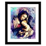 SHSWorks Digital Reprint | Mother Mary | Framed Religious Wall Art Canvas Painting | Signed by Artist | Copyright Protected Artwork | Multicolour 20x23 Inch
