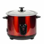 SMARTSOLARA Red Stainless Steel Automatic Rice Cooker with Steam and Rinse Basket1.5L