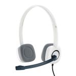 Logitech H150 Lightweight Wired On Ear Headphones (White)