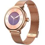 beatXP Eva 1.2 inch Super AMOLED Display, Bluetooth Calling smart watch for women, Metal Body, 360*360px, Menstrual Tracker, 100+ Sports modes, 24/7 Health Tracking, Rotary Functional Crown, IP68 (Gold)