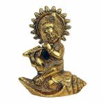 Trendy Crafts Metal Crafts Krishna Statue, 9 X 4 X 12 cm, Golden