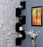 FLEURS DE ROCAILLE l Corner Wall Mount Shelf Unit/Racks And Shelves/Wall Shelf/Book Shelf/Wall Decoration (Black)