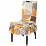 HOKIPO Elastic Chair Cover Frill Set of 1 Stretchable Washable Dining Slipcovers (AR-4091-D1)