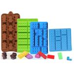 Husaini Mart Lego Choclate Mould Buliding Bricks Block Candy Ice Jelly And Wax Melt Moulds Clay (Pack Of 4)
