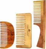Park Daniel Wooden Beard Comb, 4 Inches, Neem Wooden Dressing Handle Comb, 7.5 Inches And Medium Detangler Comb, 5.5 Inches (Combo Of 3)