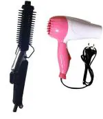 ROMARO Nirvani NV-1290 Foldable Hair Dryer with 2 Speed Setting 1000 WATT Dryer and NHC-471 Hair Curler for Women COMBO (Multicolor) Personal Care Appliance Combo (Hair Dryer, Hair Curler)