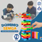 KIWI Kool 72pcs 5 Color Plastic 2in1 Dominos& Jenga Blocks Set, Kids Game (Multicolor)