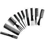 Jgsg Professional Multipurpose 10 Pcs Hair Comb Set Hair Brush For Hair Cutting And Styling (Black)