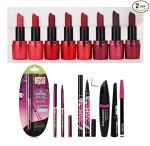 MISS DOLL Beauty Super Long Lasting Matte Stick Lipstick Kajal Eyeliner Mascara