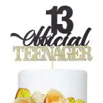 Festiko 13 Official Teenager Black Gold Glitter Birthday Cake Topper Happy 13Th Birthday Cake Topper 13Th Birthday Party Decoration For Teens, 13Th Birthday Cake Decorations
