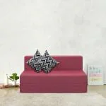 Fresh Up Sofa Cum Bed Jute Fabric Washable Cover with Cushion (Maroon, 4X6 Feet (2 Seater)