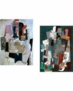 DECOR ADVENTURES Bowl of Fruit, Violin and Bottleand Man With a Pipe by Pablo Picasso Wall Painting 18 x 24 inch (Pack of 2)