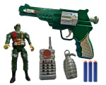 DealBindaas Pistol Toy Gun Soft Blaster with 3 Safe Foam Bullets with Army Soldier, Mobile, Bomb Toy