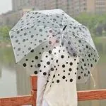 KHODAL ENTERPRISE Transparent Clear Polka-Dot Lightweight, Porable & Anti-UV Umbrella Transparent Clear Polka-Dot Lightweight, Porable & Anti-UV Umbrella 1 PCS